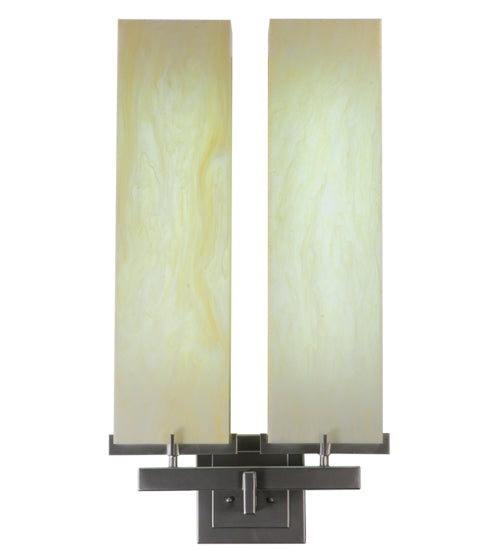 Meyda Lighting Touro 18" 2-Light Nickel Wall Sconce With Bleached Honey Onyx Shade Glass