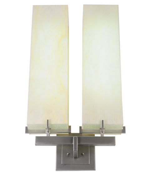 Meyda Lighting Touro 18" 2-Light Nickel Wall Sconce With Bleached Honey Onyx Shade Glass
