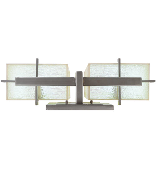 Meyda Lighting Touro 18" 2-Light Nickel Wall Sconce With Bleached Honey Onyx Shade Glass