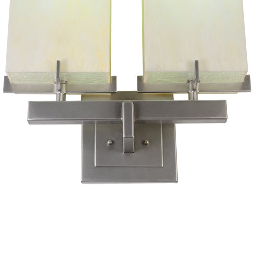 Meyda Lighting Touro 18" 2-Light Nickel Wall Sconce With Bleached Honey Onyx Shade Glass