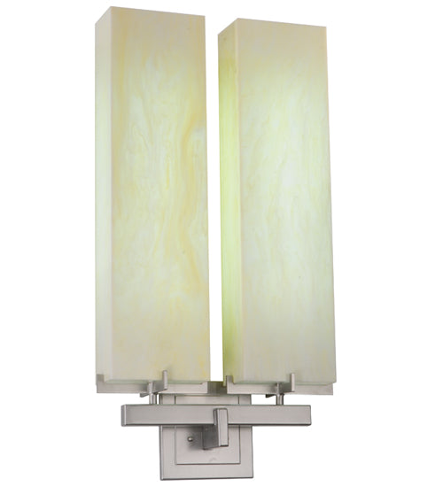 Meyda Lighting Touro 18" 2-Light Nickel Wall Sconce With Bleached Honey Onyx Shade Glass