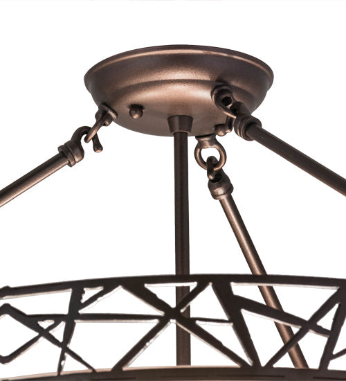 Meyda Lighting Tracery 22" 3-Light Mahogany Bronze Pendant Light With White Shade Glass