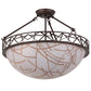 Meyda Lighting Tracery 22" 3-Light Mahogany Bronze Pendant Light With White Shade Glass