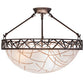 Meyda Lighting Tracery 22" 3-Light Mahogany Bronze Pendant Light With White Shade Glass