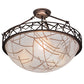 Meyda Lighting Tracery 22" 3-Light Mahogany Bronze Pendant Light With White Shade Glass