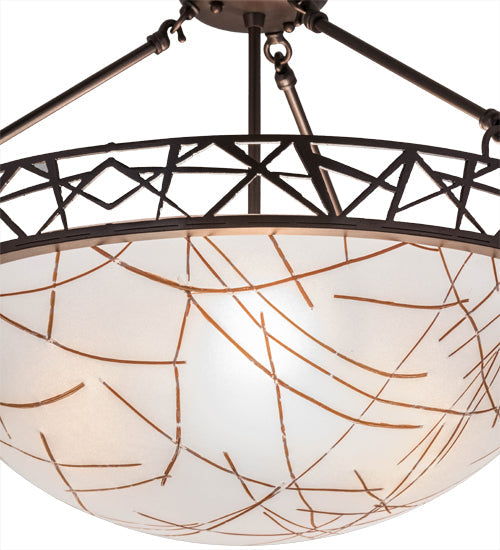 Meyda Lighting Tracery 22" 3-Light Mahogany Bronze Pendant Light With White Shade Glass