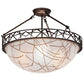 Meyda Lighting Tracery 22" 3-Light Mahogany Bronze Pendant Light With White Shade Glass