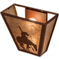 Meyda Lighting Trails End 13" 2-Light Rust Wall Sconce With Silver Mica Shade Glass