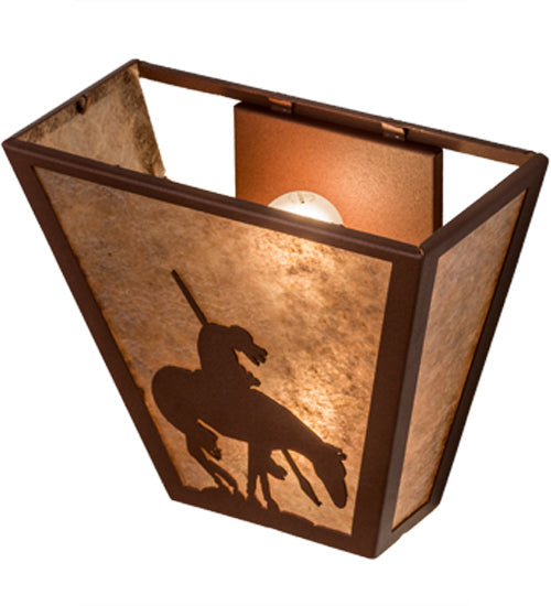 Meyda Lighting Trails End 13" 2-Light Rust Wall Sconce With Silver Mica Shade Glass