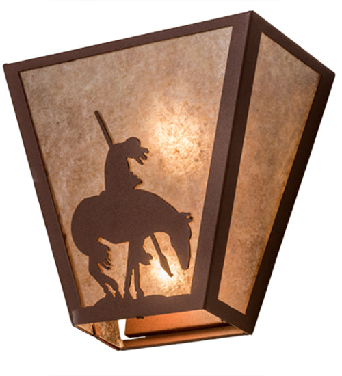 Meyda Lighting Trails End 13" 2-Light Rust Wall Sconce With Silver Mica Shade Glass