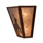 Meyda Lighting Trails End 13" 2-Light Rust Wall Sconce With Silver Mica Shade Glass