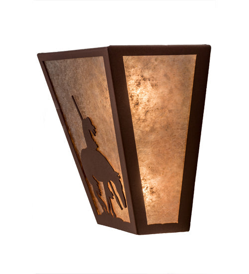 Meyda Lighting Trails End 13" 2-Light Rust Wall Sconce With Silver Mica Shade Glass