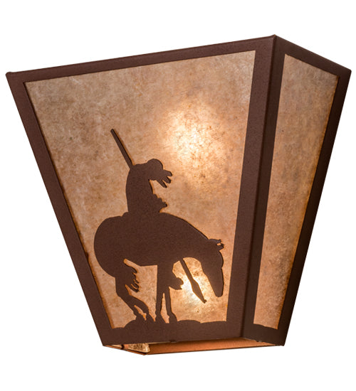 Meyda Lighting Trails End 13" 2-Light Rust Wall Sconce With Silver Mica Shade Glass