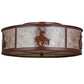 Meyda Lighting Trails End 22" 4-Light Rust Flush Mount Light With Silver Mica Shade Glass