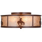 Meyda Lighting Trails End 22" 4-Light Rust Flush Mount Light With Silver Mica Shade Glass