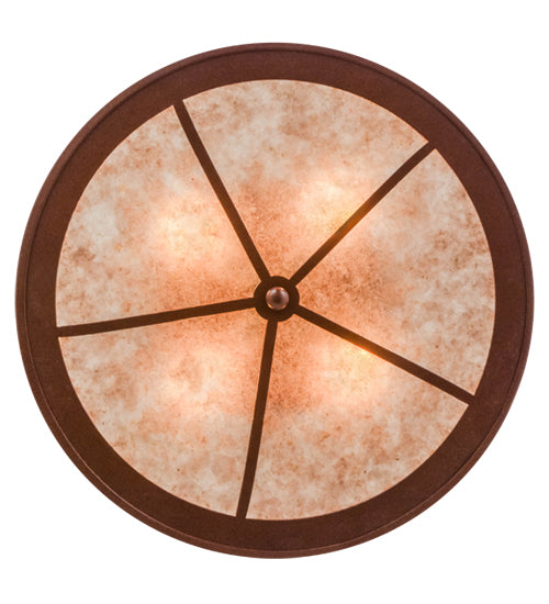 Meyda Lighting Trails End 22" 4-Light Rust Flush Mount Light With Silver Mica Shade Glass