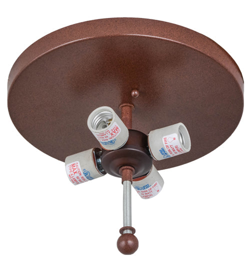 Meyda Lighting Trails End 22" 4-Light Rust Flush Mount Light With Silver Mica Shade Glass