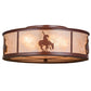 Meyda Lighting Trails End 22" 4-Light Rust Flush Mount Light With Silver Mica Shade Glass