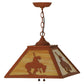 Meyda Lighting Trails End 23" 2-Light Earth Pendant Light With Beige Art Shade Glass