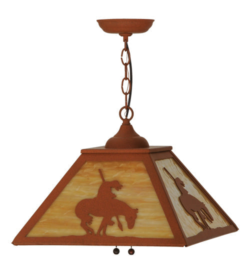 Meyda Lighting Trails End 23" 2-Light Earth Pendant Light With Beige Art Shade Glass