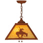 Meyda Lighting Trails End 23" 2-Light Earth Pendant Light With Beige Art Shade Glass