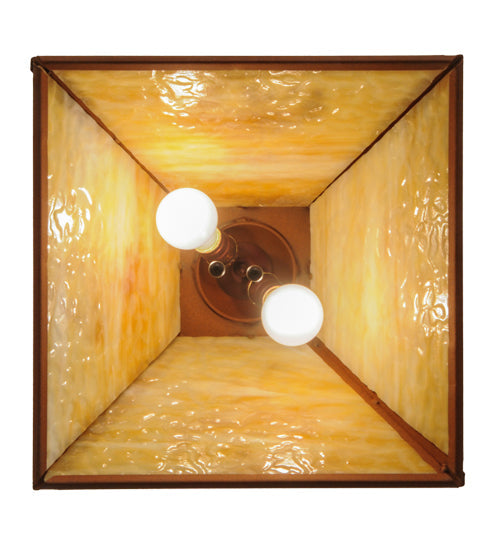 Meyda Lighting Trails End 23" 2-Light Earth Pendant Light With Beige Art Shade Glass