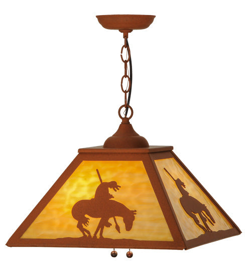 Meyda Lighting Trails End 23" 2-Light Earth Pendant Light With Beige Art Shade Glass