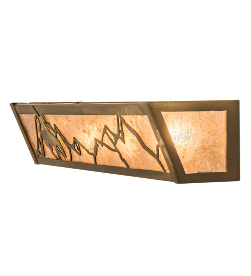 Meyda Lighting Trails End 24" 4-Light Antique Copper Vanity Light With Silver Mica Shade Glass