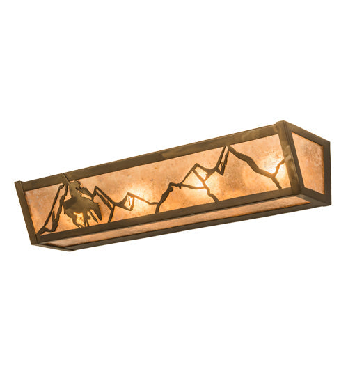 Meyda Lighting Trails End 24" 4-Light Antique Copper Vanity Light With Silver Mica Shade Glass