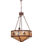 Meyda Lighting Trails End 24" 4-Light Red Rust Inverted Pendant Light With Silver Mica Shade Glass