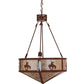 Meyda Lighting Trails End 24" 4-Light Red Rust Inverted Pendant Light With Silver Mica Shade Glass