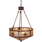 Meyda Lighting Trails End 24" 4-Light Red Rust Inverted Pendant Light With Silver Mica Shade Glass