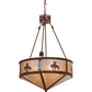 Meyda Lighting Trails End 24" 4-Light Red Rust Inverted Pendant Light With Silver Mica Shade Glass