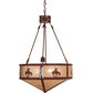 Meyda Lighting Trails End 24" 4-Light Red Rust Inverted Pendant Light With Silver Mica Shade Glass