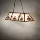 Meyda Lighting Trails End 48" 6-Light Cafe Noir Island Pendant Light With Silver Mica Shade Glass