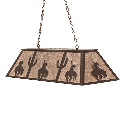 Meyda Lighting Trails End 48" 6-Light Cafe Noir Island Pendant Light With Silver Mica Shade Glass