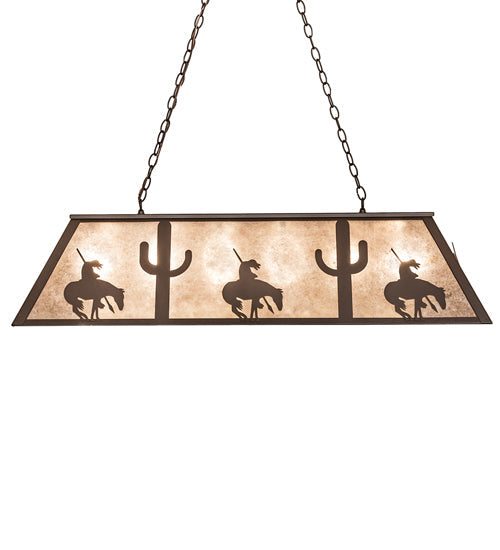 Meyda Lighting Trails End 48" 6-Light Cafe Noir Island Pendant Light With Silver Mica Shade Glass