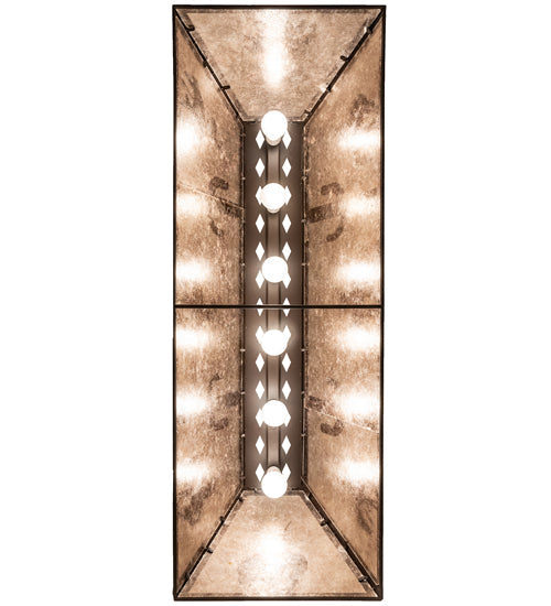 Meyda Lighting Trails End 48" 6-Light Cafe Noir Island Pendant Light With Silver Mica Shade Glass