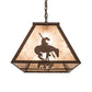 Meyda Lighting Trails End 48" 6-Light Cafe Noir Island Pendant Light With Silver Mica Shade Glass