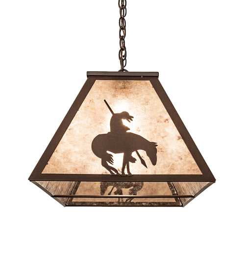 Meyda Lighting Trails End 48" 6-Light Cafe Noir Island Pendant Light With Silver Mica Shade Glass