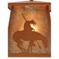 Meyda Lighting Trails End 7"Sq Rust Lantern Pendant Light With Silver Mica Shade Glass