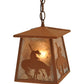 Meyda Lighting Trails End 7"Sq Rust Lantern Pendant Light With Silver Mica Shade Glass