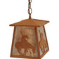 Meyda Lighting Trails End 7"Sq Rust Lantern Pendant Light With Silver Mica Shade Glass