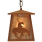 Meyda Lighting Trails End 7"Sq Rust Lantern Pendant Light With Silver Mica Shade Glass