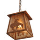 Meyda Lighting Trails End 7"Sq Rust Lantern Pendant Light With Silver Mica Shade Glass