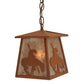 Meyda Lighting Trails End 7"Sq Rust Lantern Pendant Light With Silver Mica Shade Glass