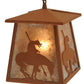 Meyda Lighting Trails End 7"Sq Rust Lantern Pendant Light With Silver Mica Shade Glass