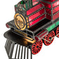 Meyda Lighting Train 10"H x 11"W 2-Light Black Locomotive Lighted Sculpture Table Lamp With Multi-Colored Shade Glass