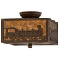 Meyda Lighting Train 15" 2-Light Cafe Noir Flush Mount Light With Amber Mica Shade Glass