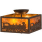 Meyda Lighting Train 15" 2-Light Cafe Noir Flush Mount Light With Amber Mica Shade Glass
